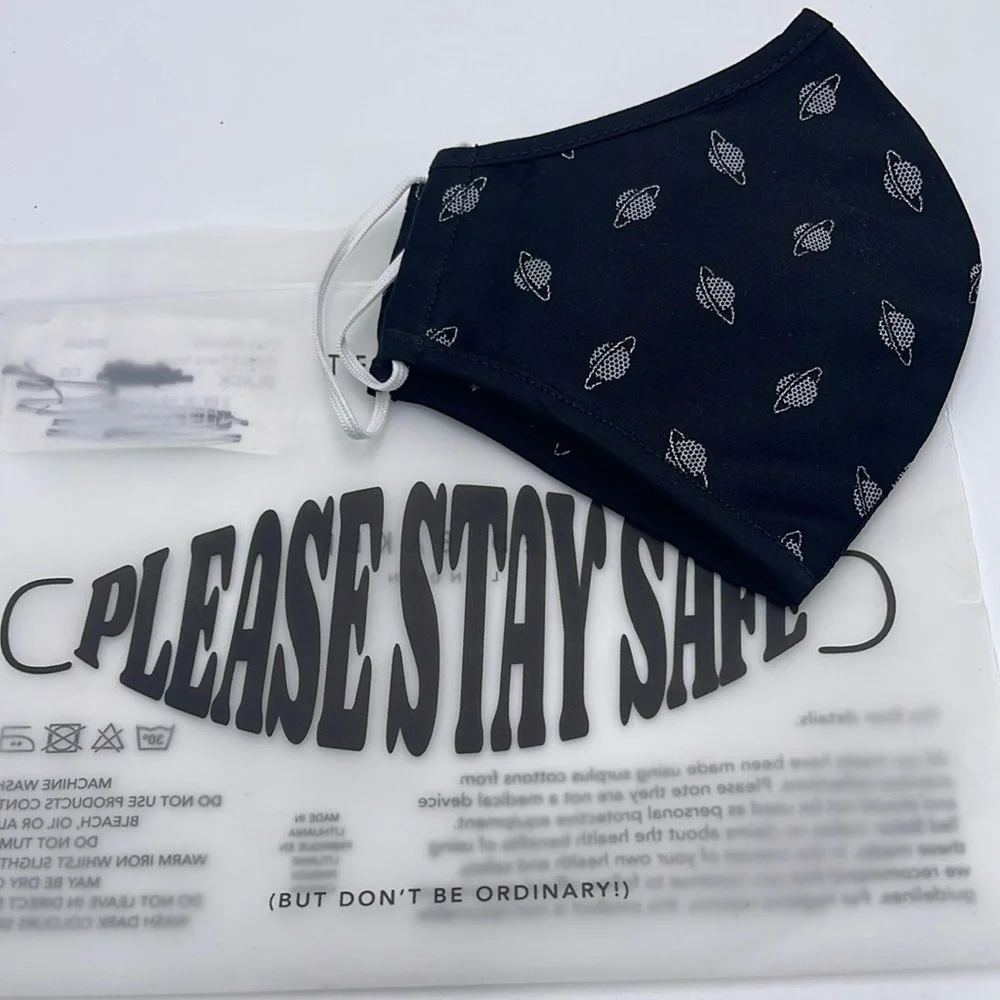 Black Face Mask with Planet Print TED BAKER LONDON Reversible Reusable FACE NWT